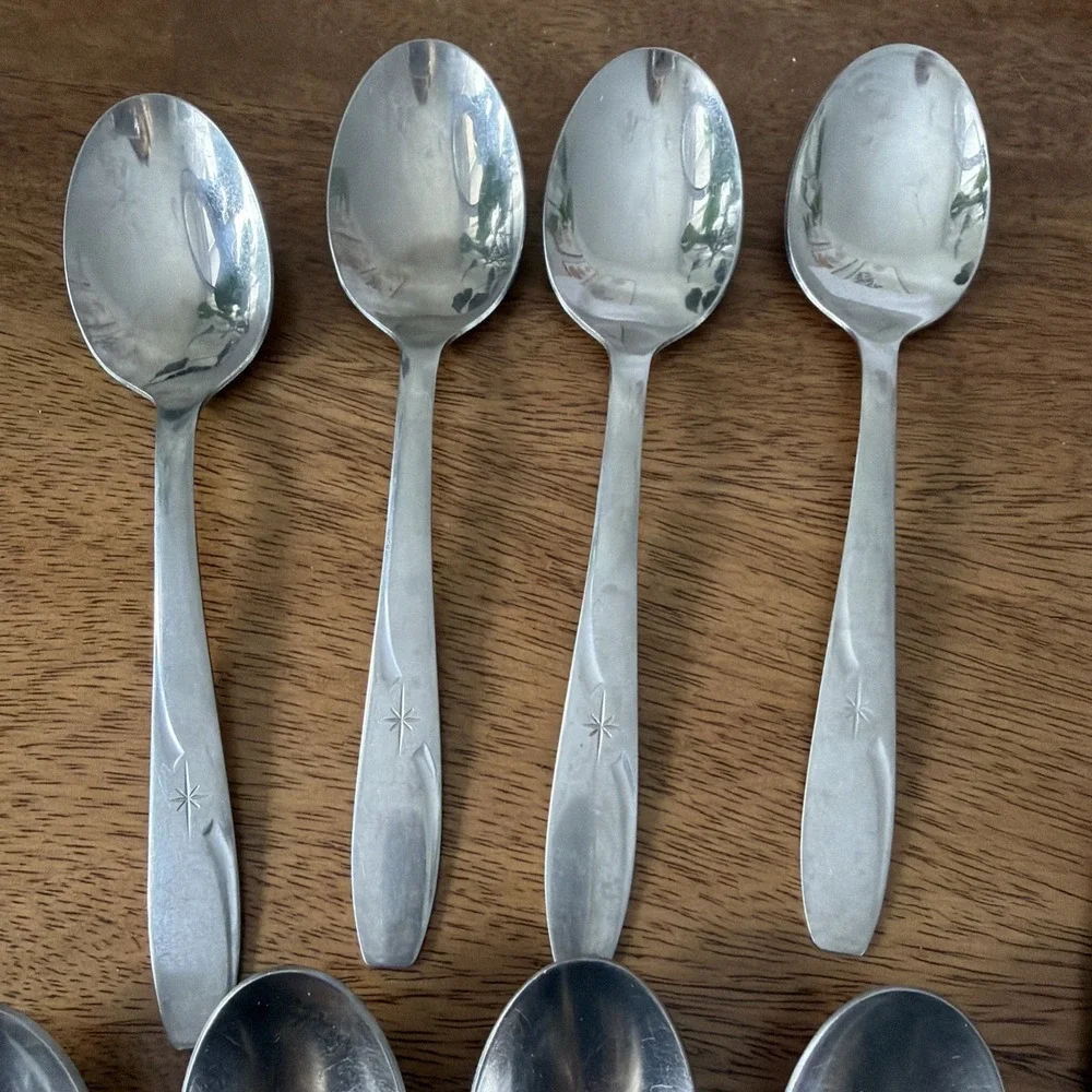 VTG Wallace North Star Glossary‎ Stainless Steel Dinner Spoons Knife Atomic MCM